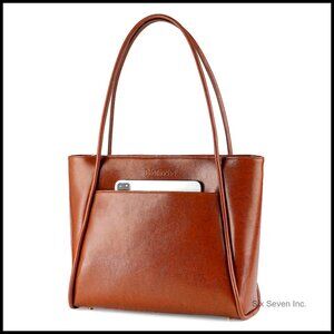 Genuine Leather Tote Shoulder Bag Vintage Elegant Work Laptop Travel Large